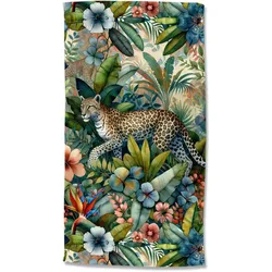 Strandtuch GOOD MORNING "Raza", grün, B:100cm L:180cm, Velours, Velours, Handtücher (Packung), Mikrofaser, Velours, Strandtuch, saugfähig, leicht, 100x180