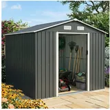 BRAST Gartenhaus Gerätehaus Geräteschuppen Metall, TÜV geprüft, viele Größen, BxT: 235x172 cm, mit Satteldach & Doppelschiebetür, wetterfest wasserdicht grau 235 cm x 172 cm