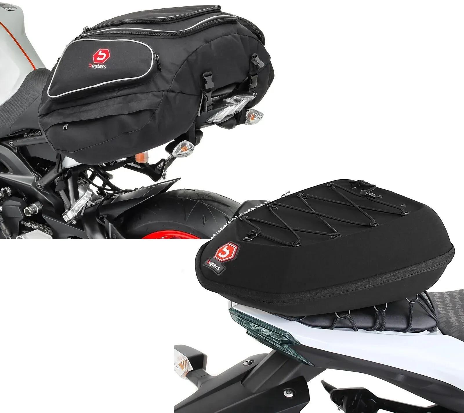 Set: Motorrad Hecktasche Bagtecs X50 Gepäcktasche hinten 50Ltr in schwarz + Motorrad Hecktasche Bagtecs X16 Hardshell Tasche 6Ltr in schwarz