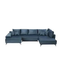Sofa.de Wohnlandschaft mit Schlaffunktion ¦ türkis/petrol ¦ Maße (cm): B: 357 H: 85 T: 218.0