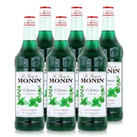 Monin Sirup Pfefferminz 1L - Cocktails Milchshakes Kaffeesirup (6er Pack)