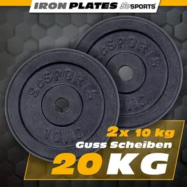 ScSPORTS Hantelscheiben Set Hantelscheibe 20 kg schwarz