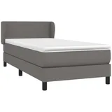 vidaXL Boxspringbett mit Matratze Grau 90x200 cm Kunstleder