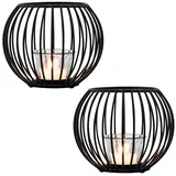 Marrakesch Orient & Mediterran Interior 2er Set Windlicht Teelichthalter Kerzenhalter Spectro Schwarz Klein