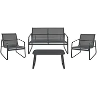 Beliani Lounge Set Schwarz 4-Sitzer Loungemöbel, Loungemöbel-Sets