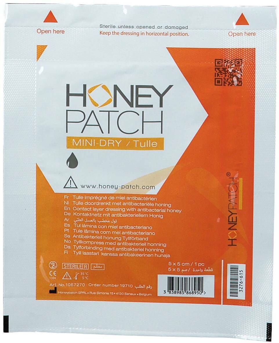 Honeypatch Mini Dry Miel de Séchage 5x5cm 1 pc(s) Compresses