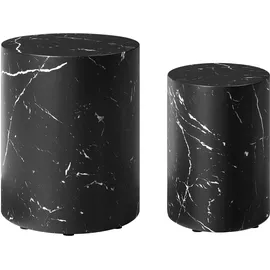 SalesFever Couchtisch 2er Set oval in Marmoroptik - schwarz