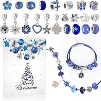 Adventskalender Schmuck Mädchen 24 Armkette Anhänger Blau - Blau