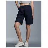 TRIGEMA Jerseyhose TRIGEMA "TRIGEMA Cargo-Bermuda aus 100% Baumwolle", Damen, Gr. S, US-Größen, blau (navy), 100% Baumwolle, Hosen Jerseyhose