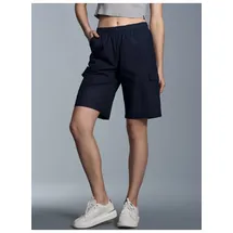 TRIGEMA Jerseyhose TRIGEMA "TRIGEMA Cargo-Bermuda aus 100% Baumwolle", Damen, Gr. S, US-Größen, blau (navy), 100% Baumwolle, Hosen Jerseyhose
