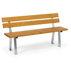 Sitzbank für den Außenbereich WOODY mit Rückenlehne, Edelstahl, 1500 mm, Limba