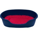 adena Hundekorb 110 x 74 cm blau + Kissen Tupfen rot