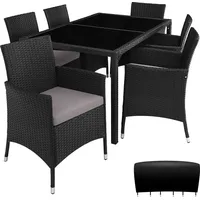 Tectake tectake® Rattan Sitzgruppe für 6 Personen, - Bunt