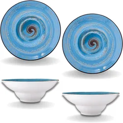 SPIRAL Tiefe Teller 2er-Set, 22,5 cm, modernes Design, Porzellan, hitzebeständig