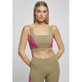 URBAN CLASSICS Color Block Sport-bh Khaki / Bright Violett / Magic Mango XL