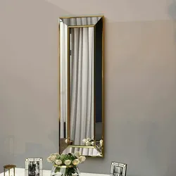 Dmora Spiegel Dpancher, Spiegel mit Rahmen, Wanddekorationsartikel, Spiegeldekoration, 30x3h90 cm, Gold
