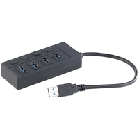 Xystec USB-3.0-Hub mit 4 Ports, einzeln schaltbar, bis 5