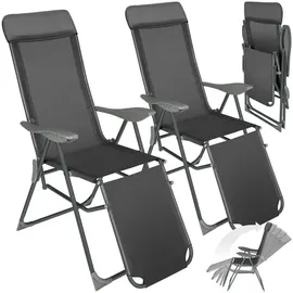 Tectake 2er Set Gartenstuhl Jana 146,5 x 59 x 117,5 cm dunkelgrau