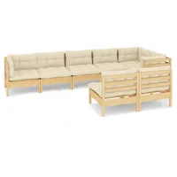 vidaXL Garten-Lounge-Set 8-tlg. creme Massivholz Kiefer