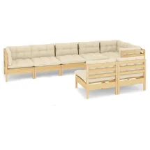 vidaXL Garten-Lounge-Set 8-tlg. creme Massivholz Kiefer