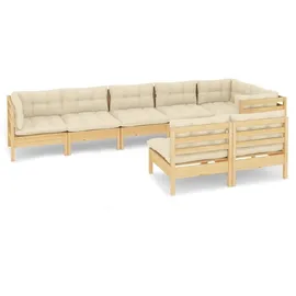 vidaXL Garten-Lounge-Set 8-tlg. creme Massivholz Kiefer