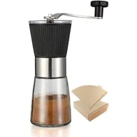 Manuelle Kaffeemühle Mit 100 Kaffeefiltern, Mit Verstellbarem Keramik-kegelmahlwerk Für Aeropress-espressofilter, Kaffeebohnenmühle Für French Press (schwarz)
