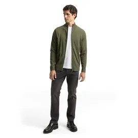 Tom Tailor Herren Strickjacke mit Stehkragen, grün, Meliert, Gr. XL