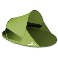 outdoorer Wurf-Strandmuschel Zack II grün - als Pop up Strandmuschel selbstaufbauend, UV 60 Sonnenschutz, Windschutz, großes Strandzelt