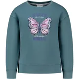 Sweatshirt SALT AND PEPPER "BEAUTIFUL MOMENTS", Mädchen, Gr. 116, grün, 70% Baumwolle, 30% Polyester, bedruckt, normal, Rundhals, Sweatshirts Sweatshirt, mit Schmetterling aus Pailletten