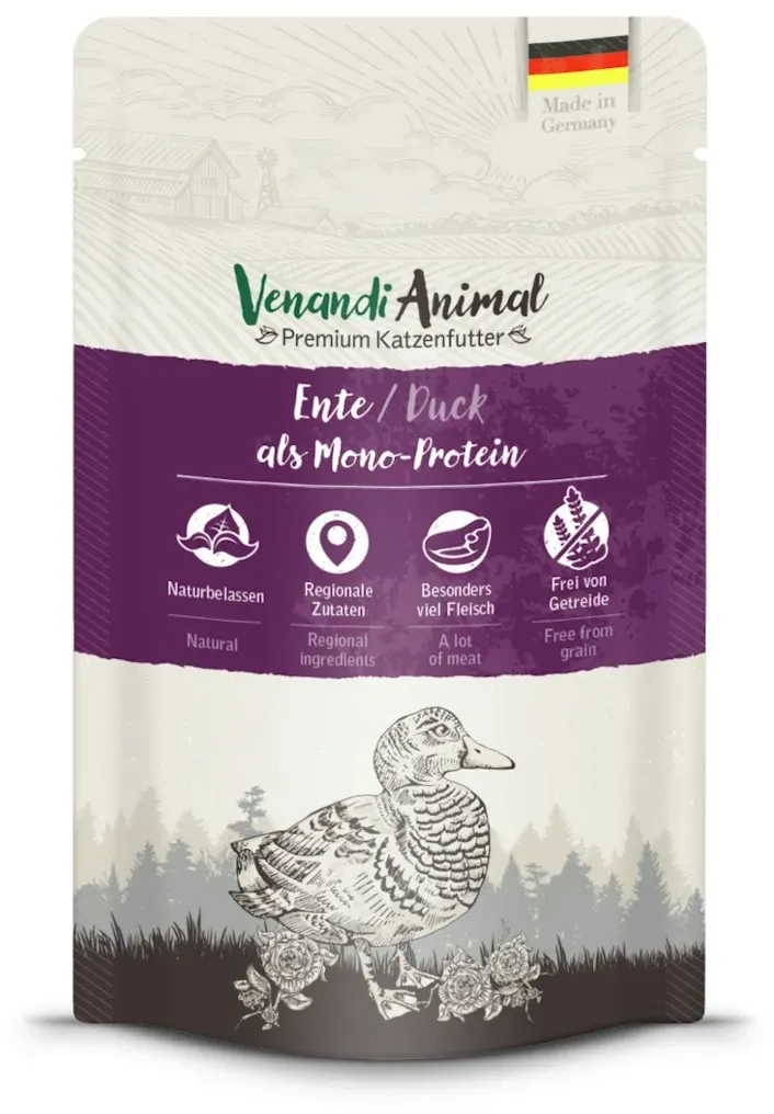 Venandi Animal Monoprotein 125g Katzennassfutter 12 x 125 Gramm Ente