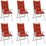 vidaXL Hochlehner-Auflagen 6 Stk. Melange Rot 120x50x7 cm Stoff - Rot