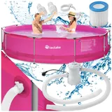 Tectake tectake® Swimming Pool, rund, reißfestes PVC-Gewebe, 360 x 76 cm