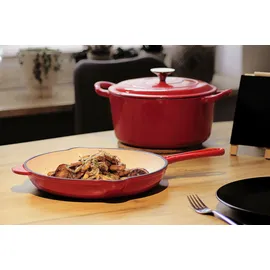 Echtwerk Schmortopf aus Gusseisen mit Emaille-Beschichtung, Brotbacktopf, Für Backöfen, Grill und Induktion geeignet, rot, 3,5 L, Ø 22,5 cm