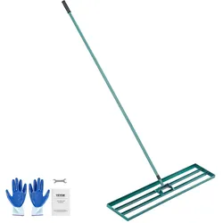 VEVOR Rasenrakel 1219x254mm Bodenplatte Levelawn-Werkzeug Aluminiumlegierung und Q235-Stahl Levelingrake 1981mm Stange Bodenplatte Golf Grass Levelawn zum Einebnen von Sand Erde Kompost und Moos