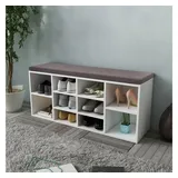 vidaXL Schuhbank 113 x 19 x 40 cm weiß / weiß