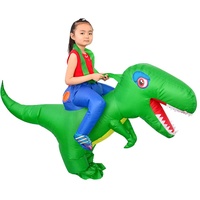 LOLANTA Kinder Dinosaurier Aufblasbares Kostüm Halloween Kostümparty T-Rex Kostüme, Grün, 3-6 Jahre/90-130cm, S