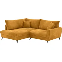 Ecksofa HOME AFFAIRE "Blackburn II" Sofas Gr. B/H/T: 230cm x 71cm x 190cm, Velours, Ottomane links, orange (dolce 9 curry) Wahlweise mit Kaltschaumpolsterung bis 140 kg belastbar