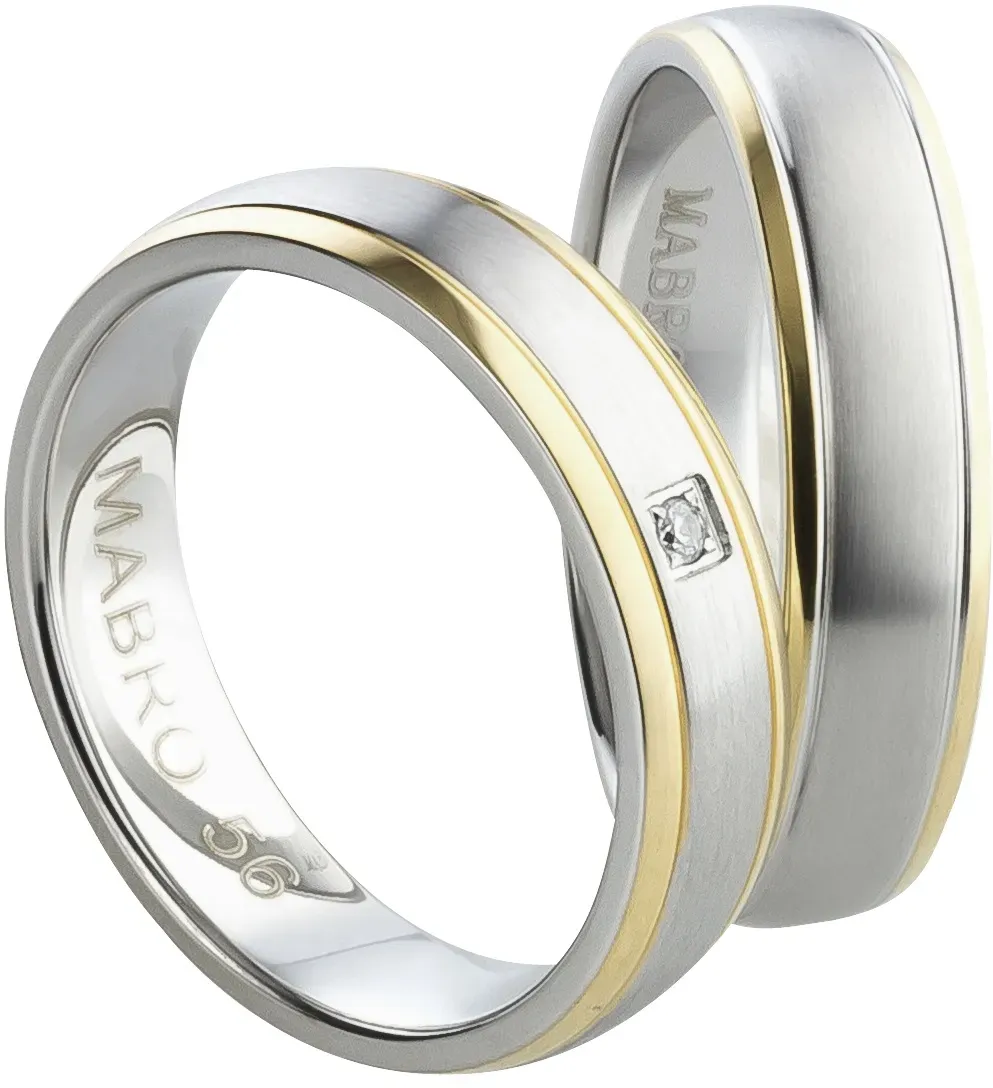 Mabro Partnerringe Verlobungsringe AB836 / AB837 Edelstahl bicolor
