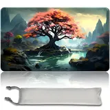 MPLR BOARD GAME Brettspiel MTG Spielmatten+Kostenlose wasserdichte Bag,Stitched Edges,Smooth Rubber Surface,MTG PlayMat with Zones(An original Black Lotus Playmat) (pink Tree - NO Zone)
