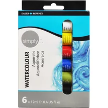 SIMPLY Daler-Rowney Simply Aquarellfarben-Set 6 x 12 ml Farbtuben