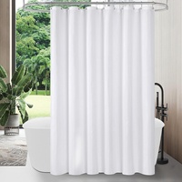 WOOPKER Duschvorhang,Anti-schimmel Wasserdicht und Trocknet Schnell,Waschbar Hochwertig Stoff Duschvorhang Badewanne (Weiß, 240 x 200 cm)