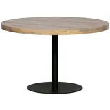 Küchen Tisch rund aus Mangobaum Massivholz White Wash