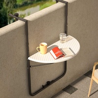 BAKAJI Tisch für den Außenbereich, Balkon, zusammenklappbar, aus Metall und weißem Polyrattan, Standard