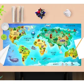 cover-your-desk Weltkarte Schreibtischunterlage blau