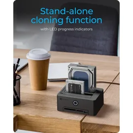 Icy Box IB-1233CL-CR, HDD Docking & Klonstation mit Kartenlesern CF + SD und USB Hub, USB 3.2 Gen1 (5 Gbit/s)