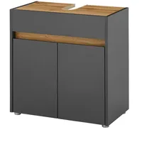 Furn.design Waschbeckenunterschrank grau Eiche Wotan Holzwerkstoff, Nachbildung, 60x62x34 cm
