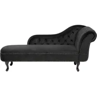 Beliani Chaiselongue Samtstoff schwarz