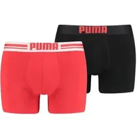 Puma 2P Everyday Placed Logo Boxer Schwarz/Rot Baumwolle Small