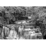 Papermoon Fototapete »Wasserfall im Wald Schwarz & Weiß«, Vliestapete, hochwertiger Digitaldruck, inklusive Kleister
