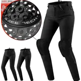 SHIMA FLEXX Motorrad Jeans Damen mit Protektoren AIRFORCE Knieprotektoren Motorradhose Kurzgrößen Hosen Frauen für Damen Protektorenhose Textilhose Jeanshose Lang (Frauen, Schwarz, 30/32)